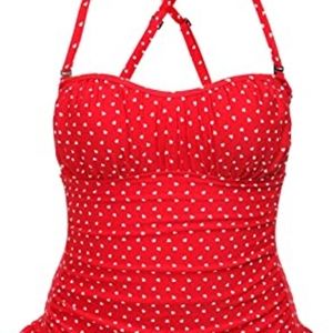 Red and White Heart Retro One Piece Swimsuit